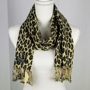 Pashmina Animal Print Brown Scarf  %100 Cashmere